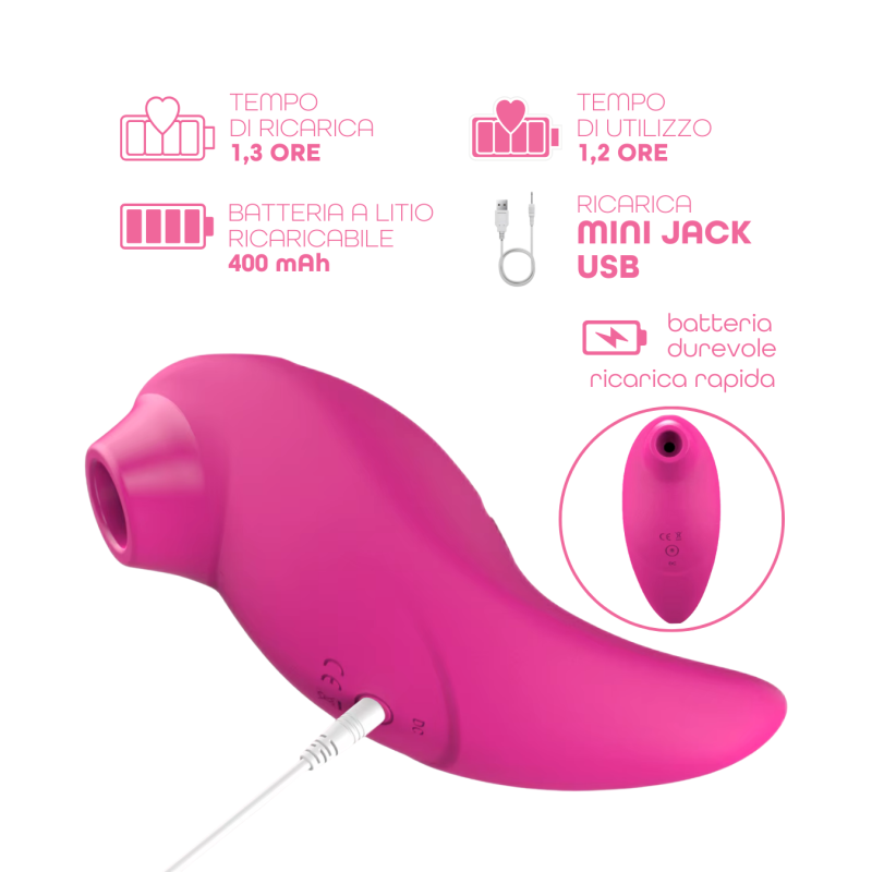 Succhia Clitoride Vibra 2in1 con Vibratore in Silicone sex toy multifunzione