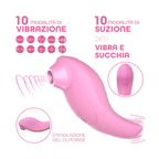 Succhia Clitoride Vibra 2in1 con Vibratore in Silicone sex toy multifunzione