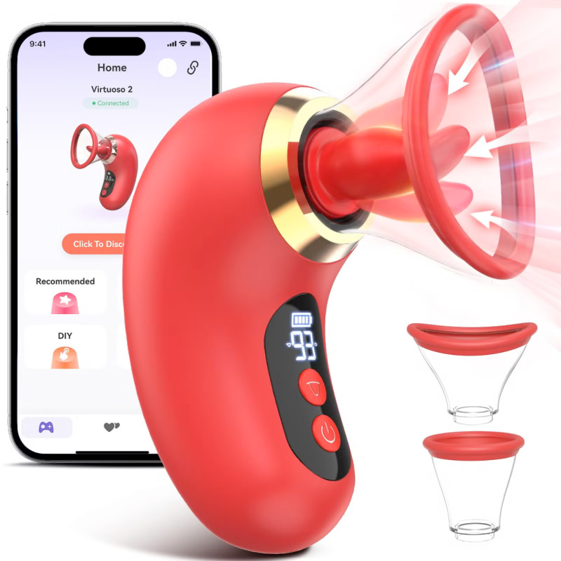 Succhia Clitoride Vibratore con Lingua in Silicone Controllo Remoto App Sex Toy
