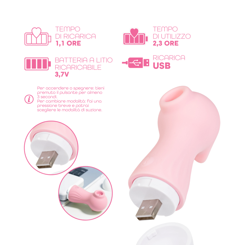 Succhia Clitoride Stimolatore Clitorideo a Suzione in Silicone Clit Sucker SexToy