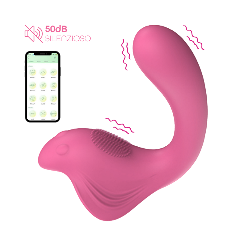 Vibratore a U punto G e clitoride con controllo tramite app in morbido silicone