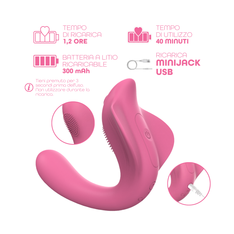 Vibratore a U punto G e clitoride con controllo tramite app in morbido silicone