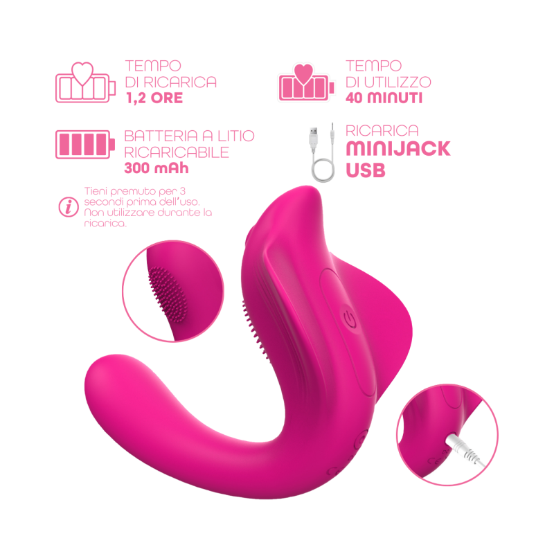 Vibratore a U punto G e clitoride con controllo tramite app in morbido silicone