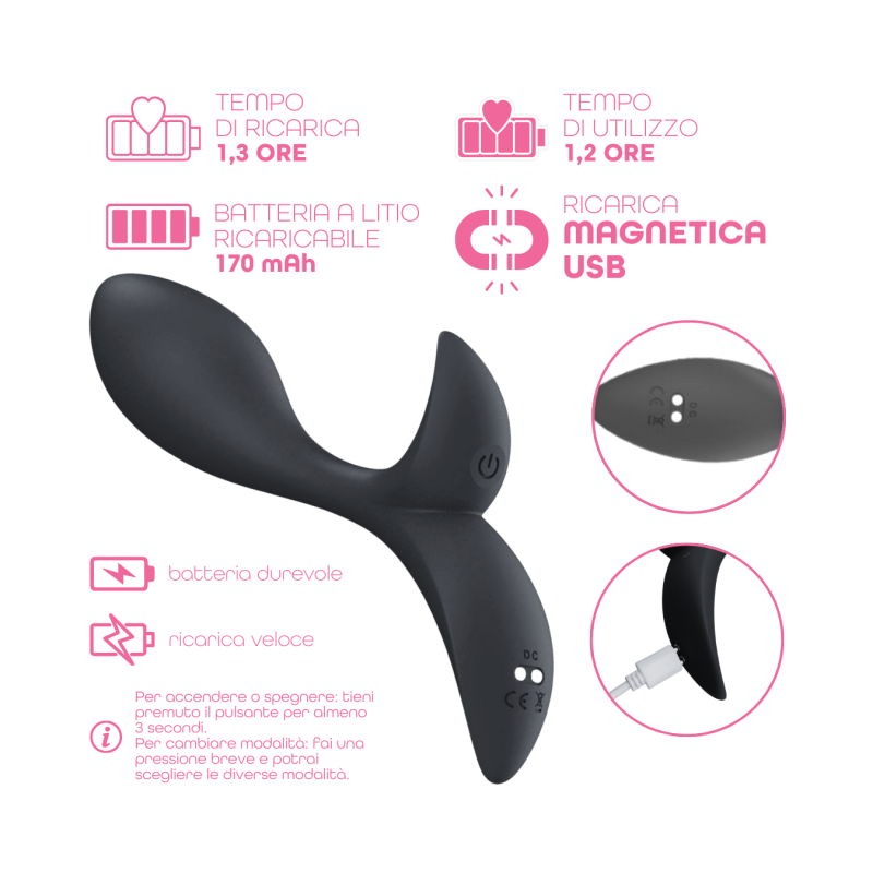 Vibratore Anale Massaggiatore Prostatico Controllo con App in Silicone Morbido