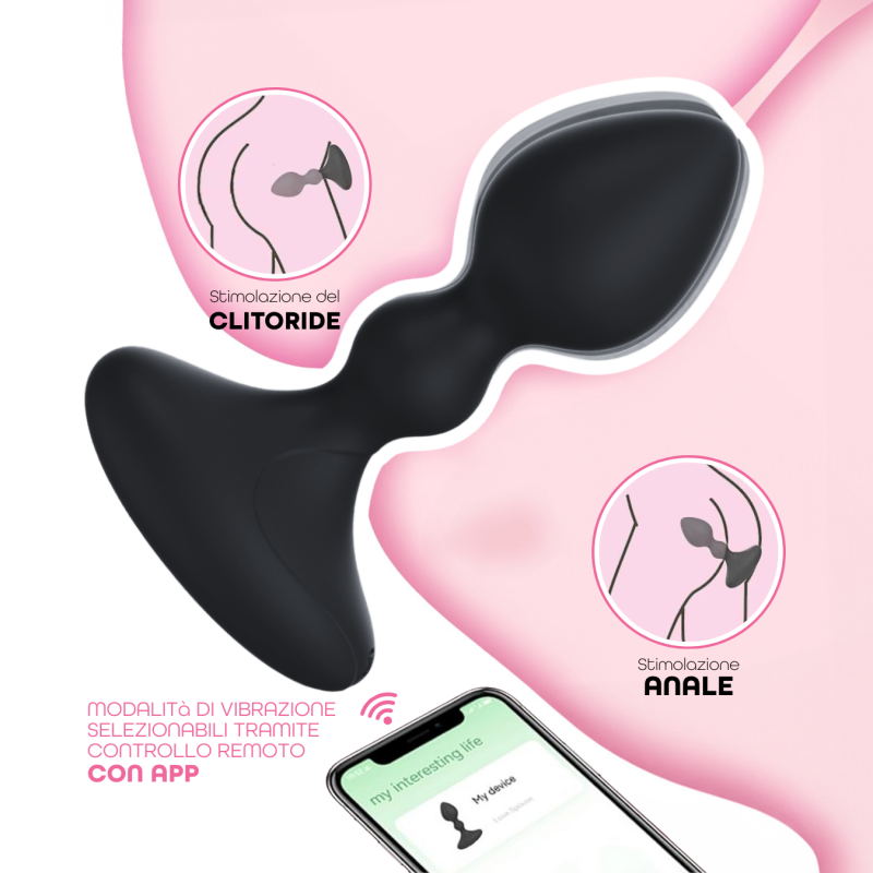 Vibratore Butt Plug Anale Vibrante con App in Silicone Morbido Stimolatore Smart