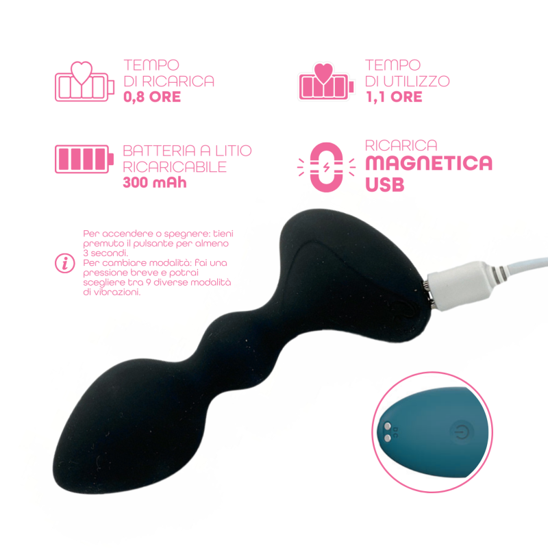 Vibratore Butt Plug Anale Vibrante con App in Silicone Morbido Stimolatore Smart
