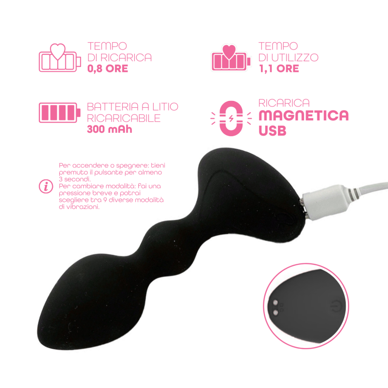 Vibratore Butt Plug Anale Vibrante con App in Silicone Morbido Stimolatore Smart