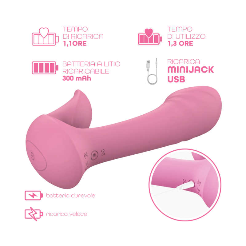 Vibratore Doppia Stimolazione Punto G e Clitoride 10 Modalità Controllo con App