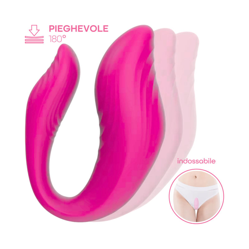 Vibratore Multifunzione Indossabile in Silicone Doppia Stimolazione con App USB