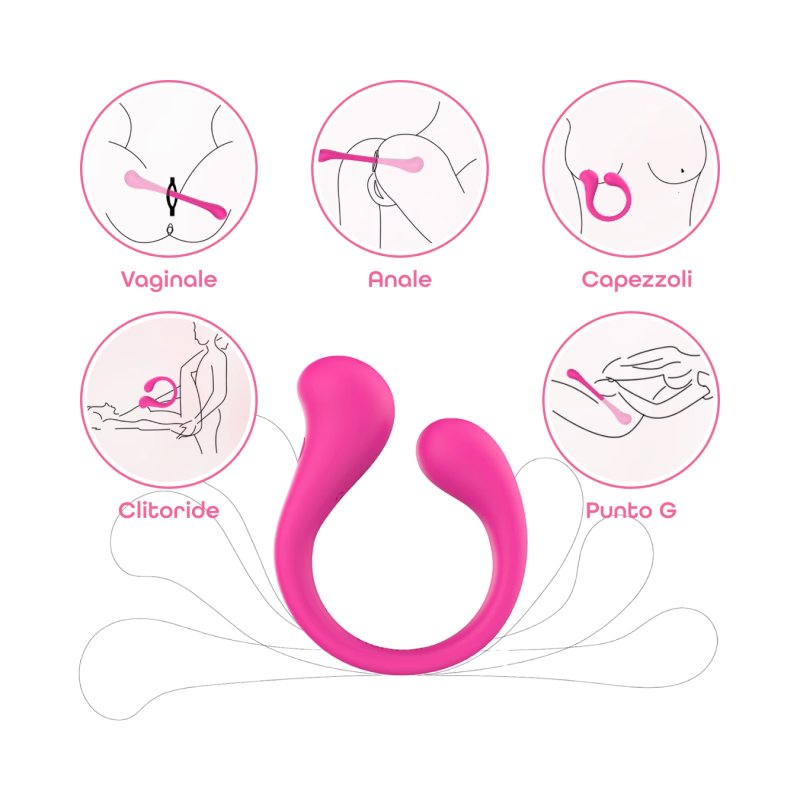 Vibratore Multifunzione per Doppia Stimolazione Controllo con App Modellabile