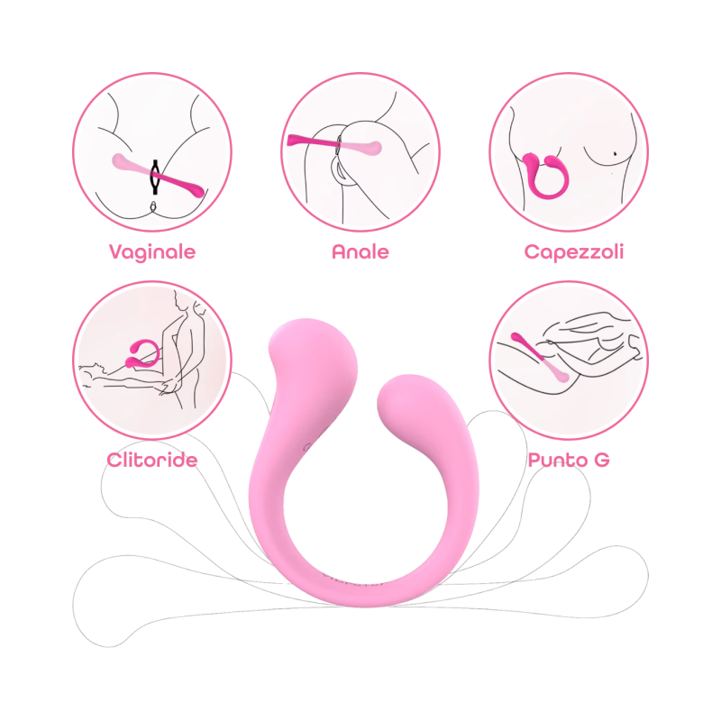 Vibratore Multifunzione per Doppia Stimolazione Controllo con App Modellabile