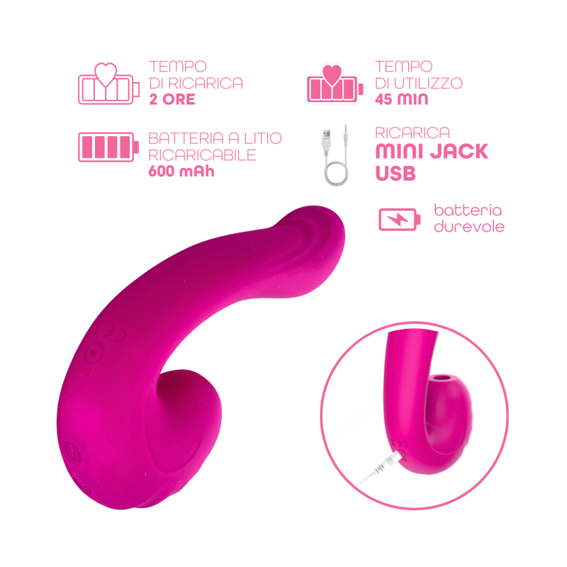 Vibratore Multifunzione Vibra e Succhia Doppia Stimolazione Punto G e Clitoride