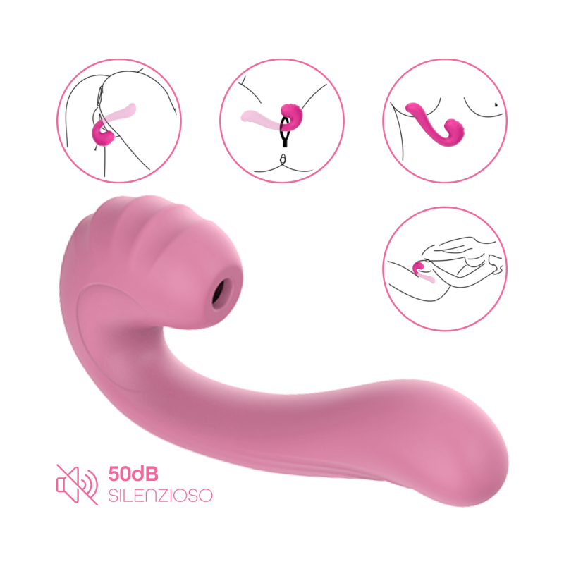 Vibratore Multifunzione Vibra e Succhia Doppia Stimolazione Punto G e Clitoride