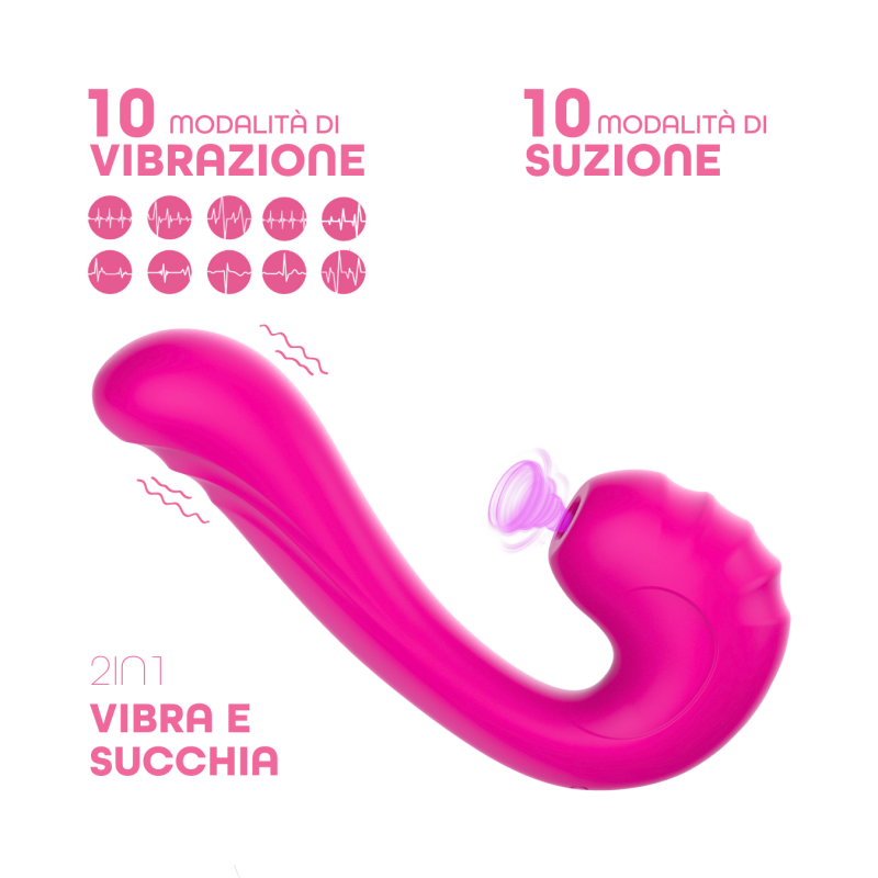 Vibratore Multifunzione Vibra e Succhia Doppia Stimolazione Punto G e Clitoride