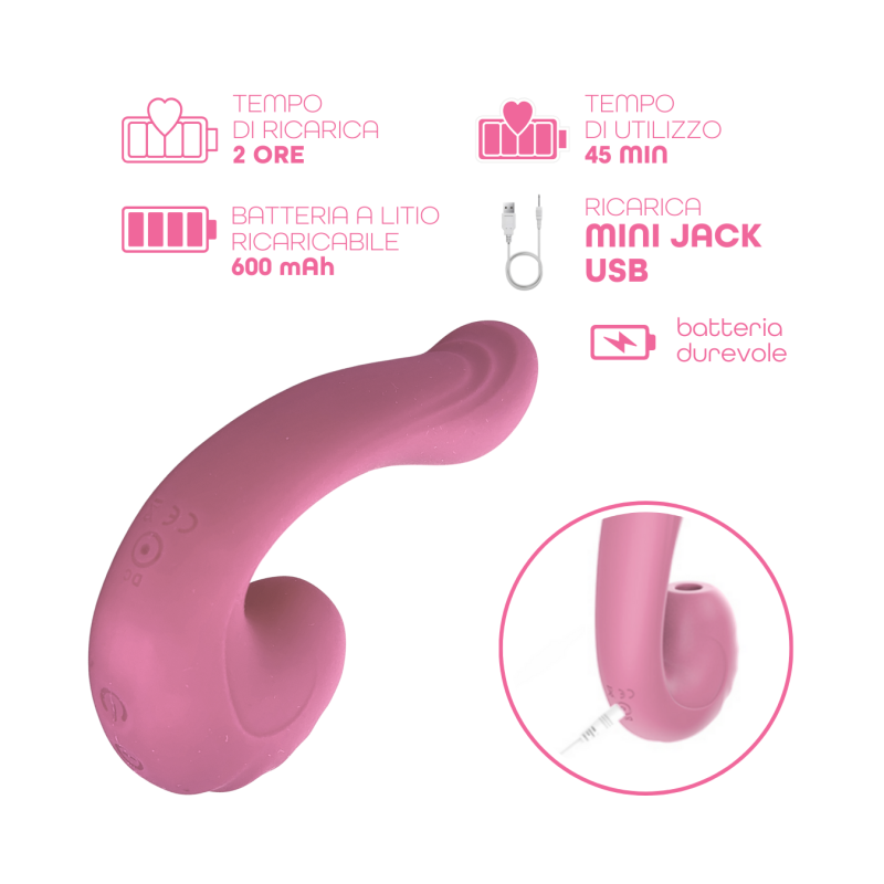 Vibratore Multifunzione Vibra e Succhia Doppia Stimolazione Punto G e Clitoride