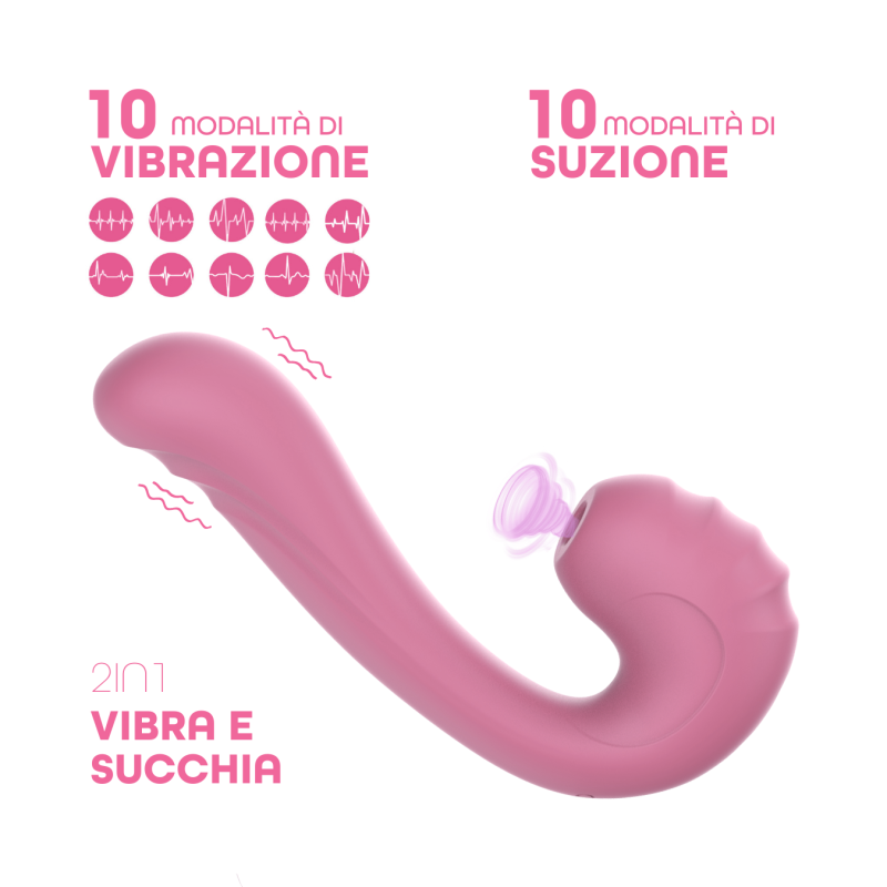 Vibratore Multifunzione Vibra e Succhia Doppia Stimolazione Punto G e Clitoride