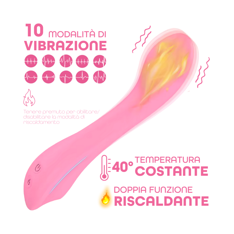 Vibratore Punto G Riscaldante in Silicone con 10 Modalità di Vibrazione Sex Toy