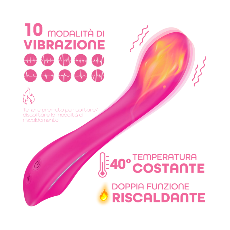 Vibratore Punto G Riscaldante in Silicone con 10 Modalità di Vibrazione Sex Toy