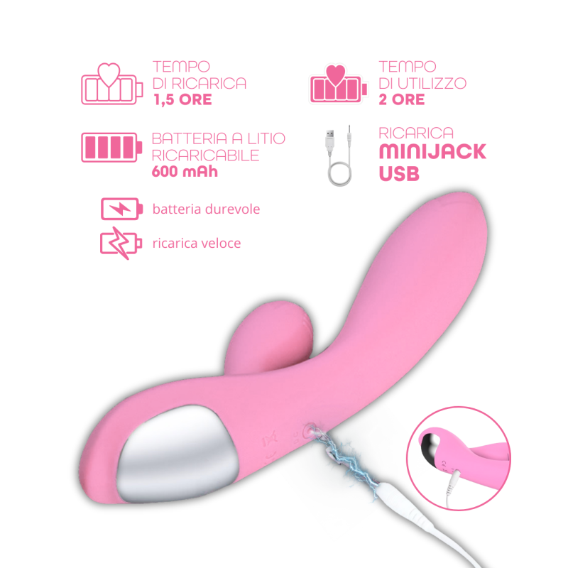 Vibratore Rabbit con Doppia Stimolazione Punto G e Clitoride in Silicone Sex Toy
