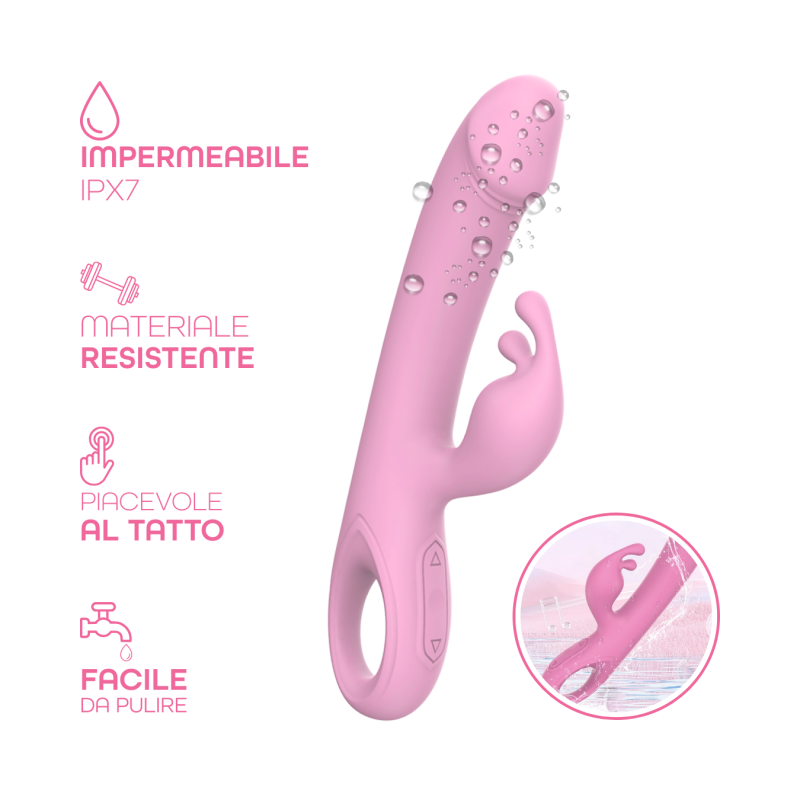 Vibratore Rabbit Doppia Stimolazione Clitoride Punto G Dildo in Silicone Medico