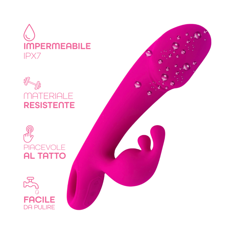 Vibratore Rabbit Doppia Stimolazione Clitoride Punto G Dildo in Silicone Medico