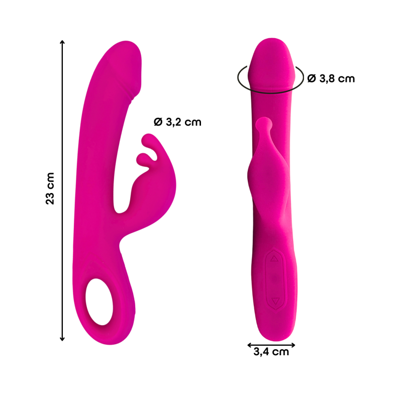 Vibratore Rabbit Doppia Stimolazione Clitoride Punto G Dildo in Silicone Medico