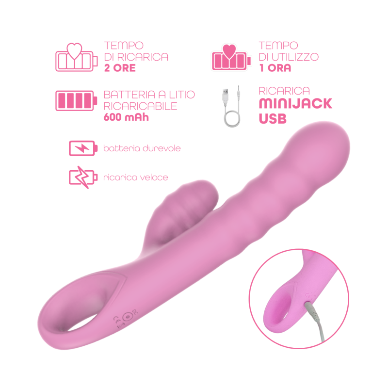 Vibratore Rabbit Doppia Stimolazione Punto G Clitoride in Silicone Ricaricabile
