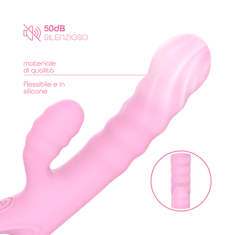 Vibratore Rabbit Doppia Stimolazione Punto G Clitoride in Silicone Ricaricabile