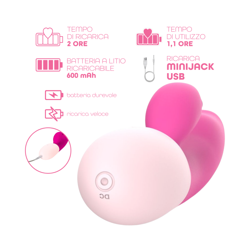 Vibratore Rabbit Doppia Stimolazione Punto G e Clitoride 10 Modalità Vibrazione