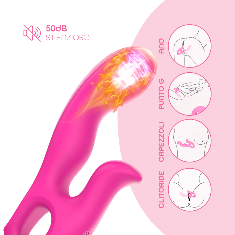 Vibratore Rabbit Riscaldante Doppia Stimolazione Clitoride e Punto G 10 Modalità