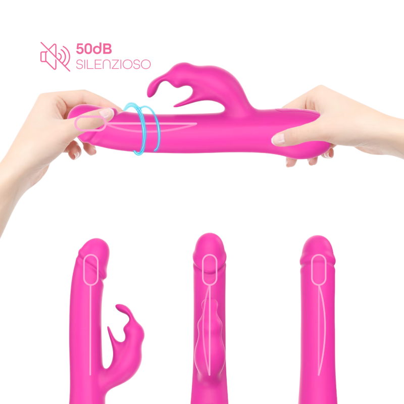 Vibratore Rabbit Rotante Stimolazione Clitoridea e Punto G in Silicone Sex Toy
