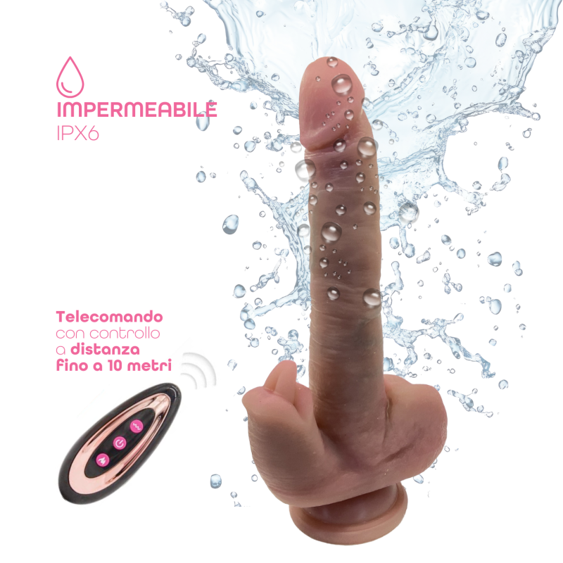 Vibratore Realistico Dildo con Spinta automatica Vibrazione Riscaldante e Lingua