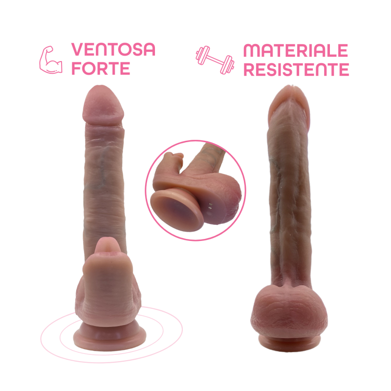 Vibratore Realistico Dildo con Spinta automatica Vibrazione Riscaldante e Lingua