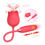 Vibratore Succhia Clitoride e Punto G doppia Stimolazione con Dildo Telescopico