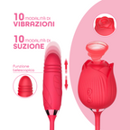 Vibratore Succhia Clitoride e Punto G doppia Stimolazione con Dildo Telescopico