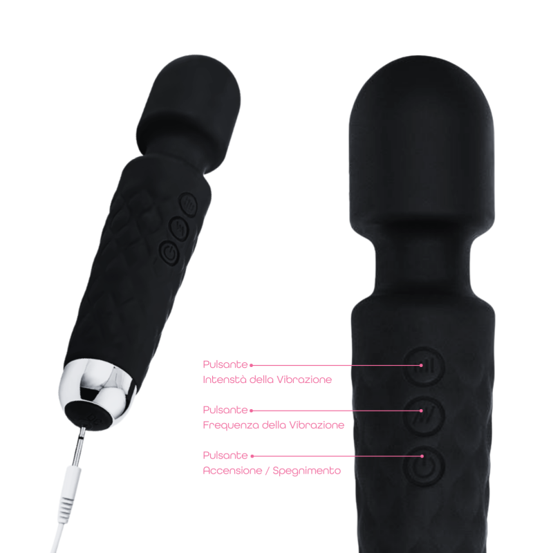 Wand Massager Massaggiatore Vibratore Ricaricabile in Silicone Sex Toy per Donna