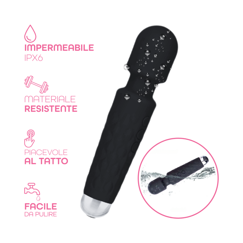 Wand Massager Massaggiatore Vibratore Ricaricabile in Silicone Sex Toy per Donna