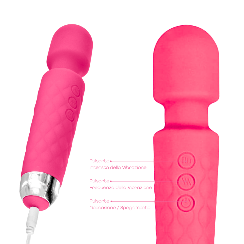 Wand Massager Massaggiatore Vibratore Ricaricabile in Silicone Sex Toy per Donna