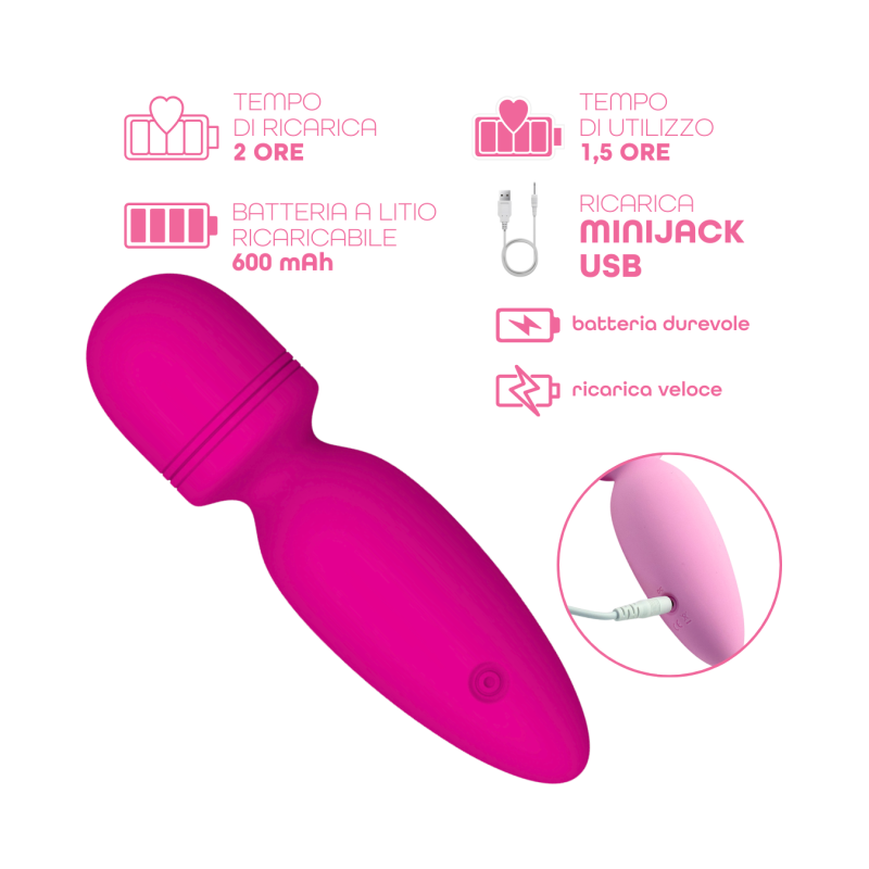 Wand Massager Vibratore Massaggiatore Ricaricabile con 10 Modalità di Vibrazione