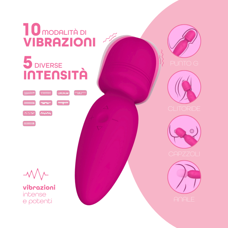 Wand Massager Vibratore Massaggiatore Ricaricabile con 10 Modalità di Vibrazione