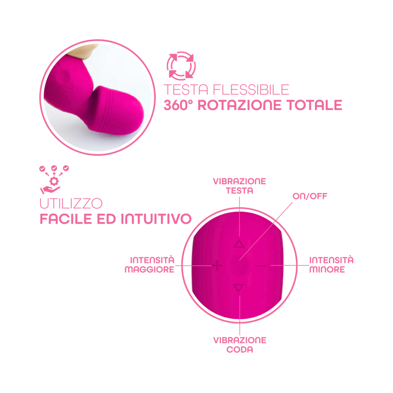 Wand Massager Vibratore Massaggiatore Ricaricabile con 10 Modalità di Vibrazione
