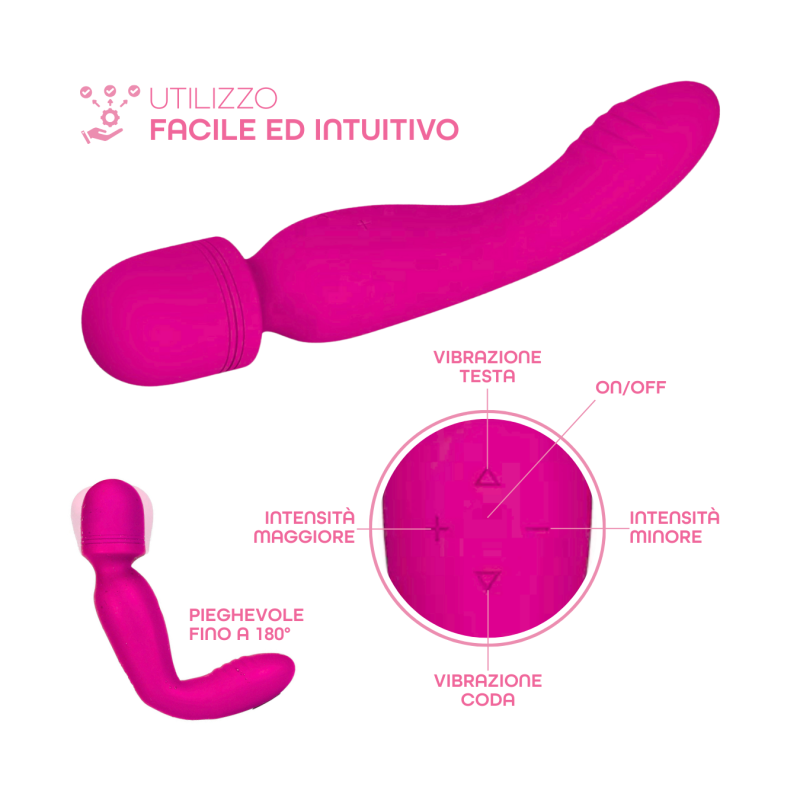 Wand Massager Vibratore Potente Dildo Massaggiatore in Silicone doppia Vibrazione