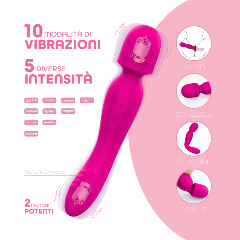 Wand Massager Vibratore Potente Dildo Massaggiatore in Silicone doppia Vibrazione