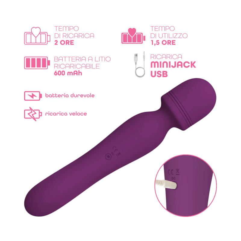 Wand Massager Vibratore Potente Dildo Massaggiatore in Silicone doppia Vibrazione